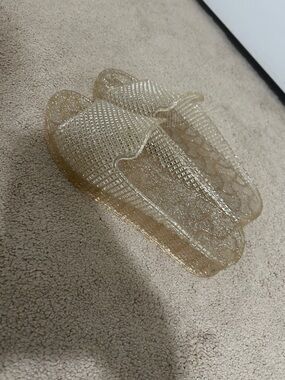 Gold Glitter Jelly Slide Sandals